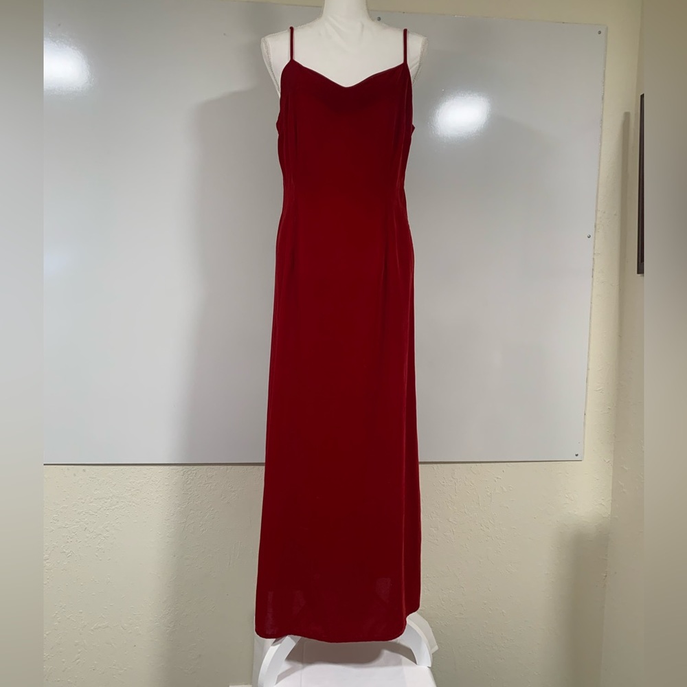 Vintage Carol Anderson California Red Velveteen long dress